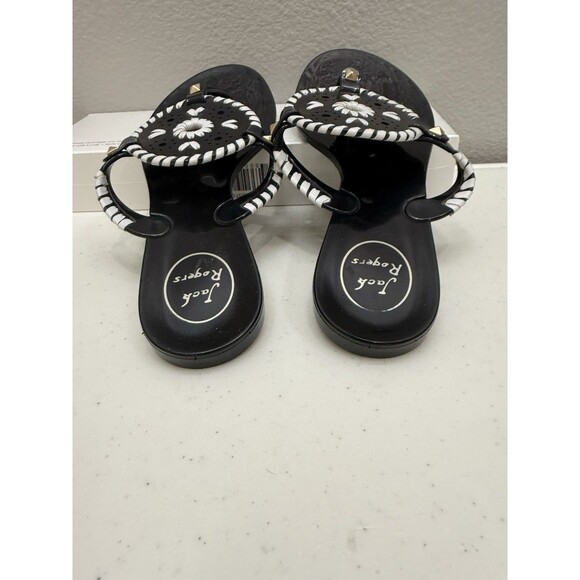Jack Rogers Jelly Sandals Size 8 Black Wihte Comfy Stylish Tropical - Picture 5 of 6